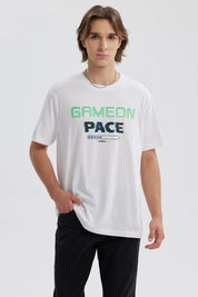 Polera Hombre Estampado Blanco