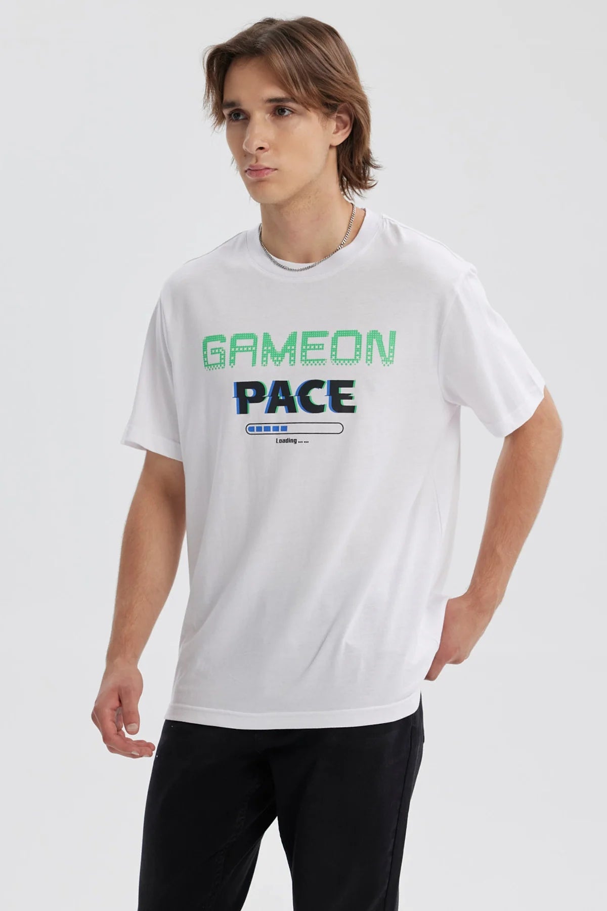 Polera Hombre Estampado Blanco