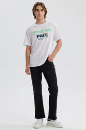 Polera Hombre Estampado Blanco