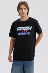 Polera Hombre Estampado Negro