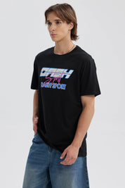 Polera Hombre Estampado Negro