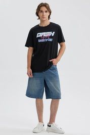 Polera Hombre Estampado Negro