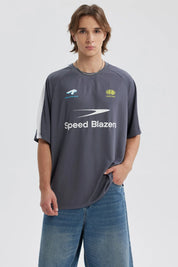 Polera Hombre Print Gris Oscuro