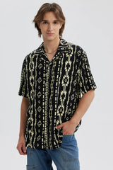 Camisa Hombre Full Print Negro