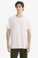 Polera hombre long fit rosado claro lisa de manga corta sin estampa estilo básico casual