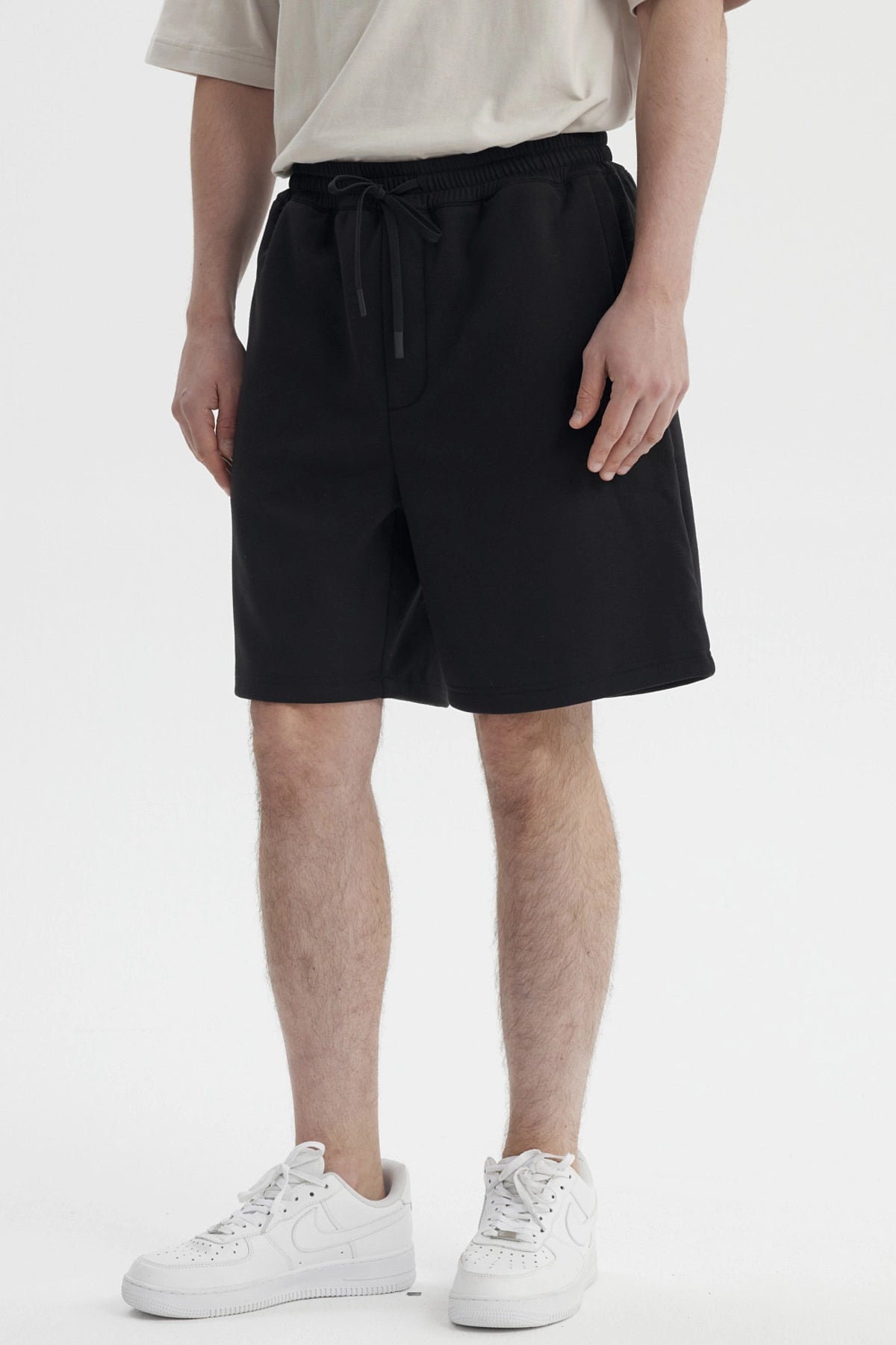 Bermuda Hombre Bolsillo Trasero Negro