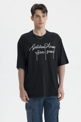 Polera Hombre Estampado Negro / Blanco