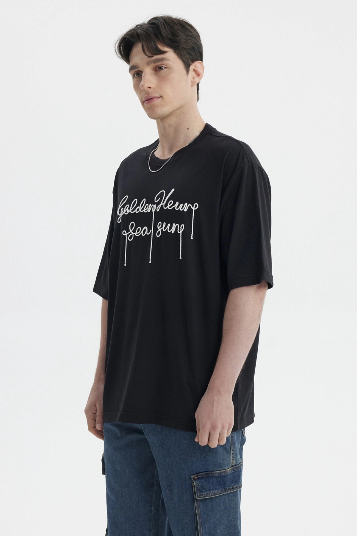 Polera Hombre Estampado Negro / Blanco