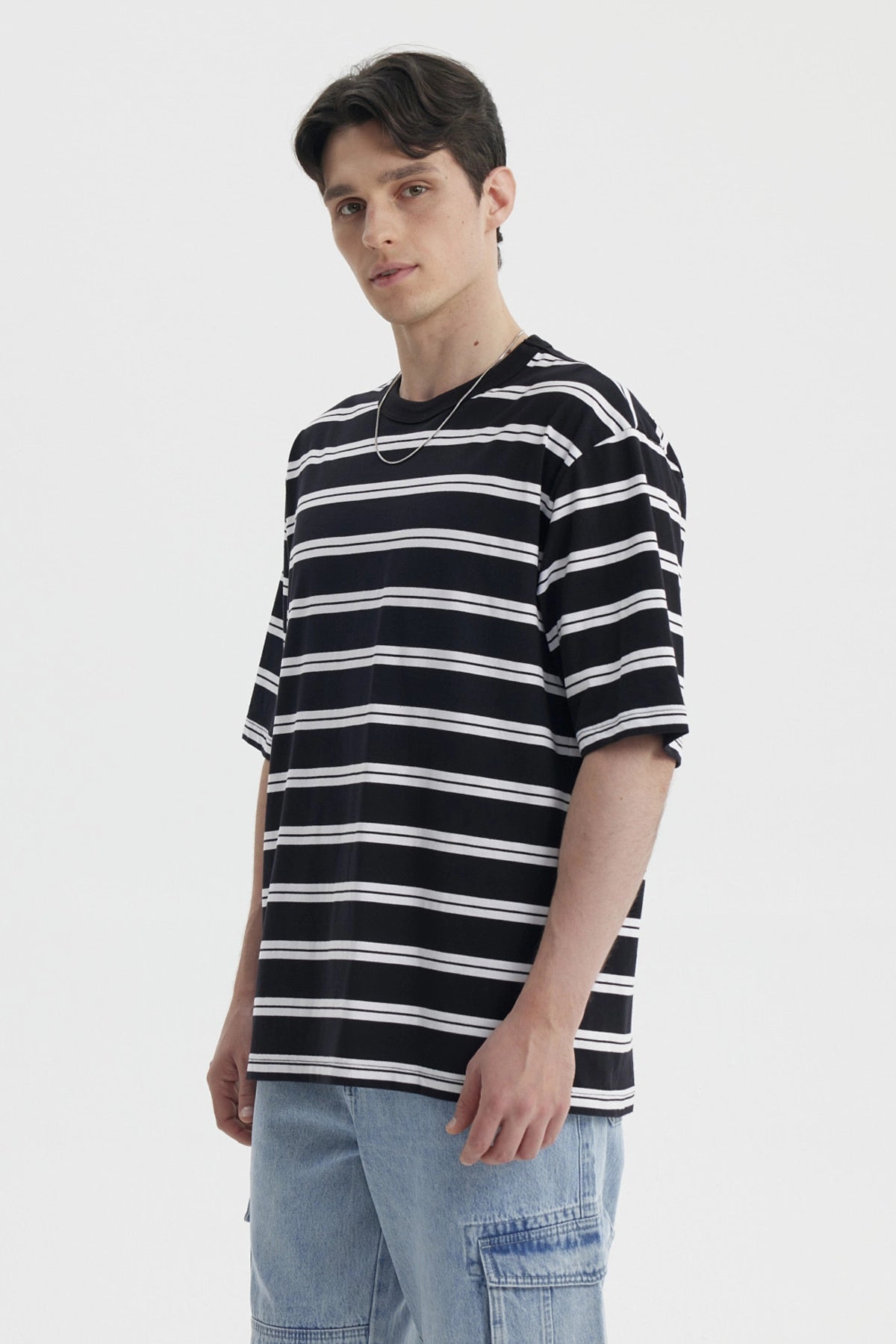 Polera Hombre Rayas Negro