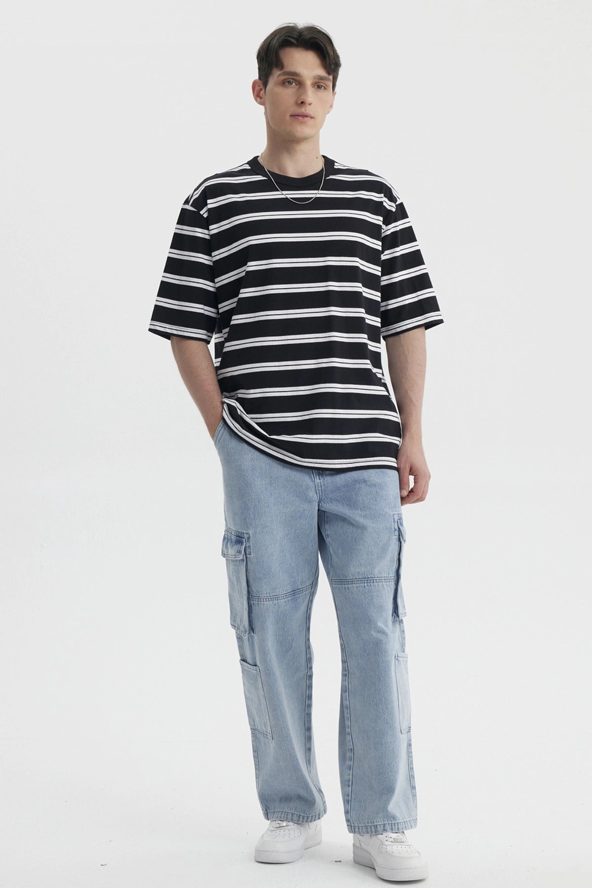 Polera Hombre Rayas Negro