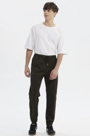 Pantalón Hombre Jogger Twill Café Oscuro