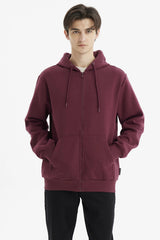 Polerón Hombre Full Zipper Basico Burdeo