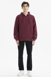 Polerón Hombre Full Zipper Basico Burdeo
