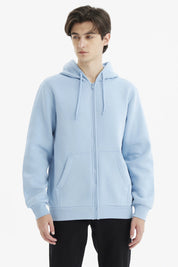 Polerón Hombre Full Zipper Basico Celeste Oscuro