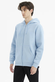 Polerón Hombre Full Zipper Basico Celeste Oscuro