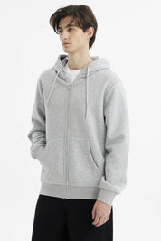 Polerón Hombre Full Zipper Basico Gris Melange