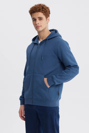 Polerón Hombre Full Zipper Basico Azul Piedra