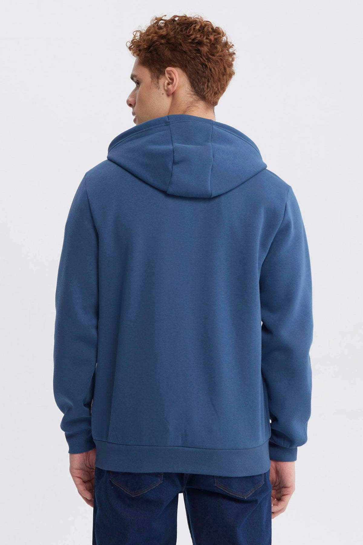 Polerón Hombre Full Zipper Basico Azul Piedra