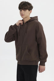 Polerón Hombre Full Zipper Basico Café