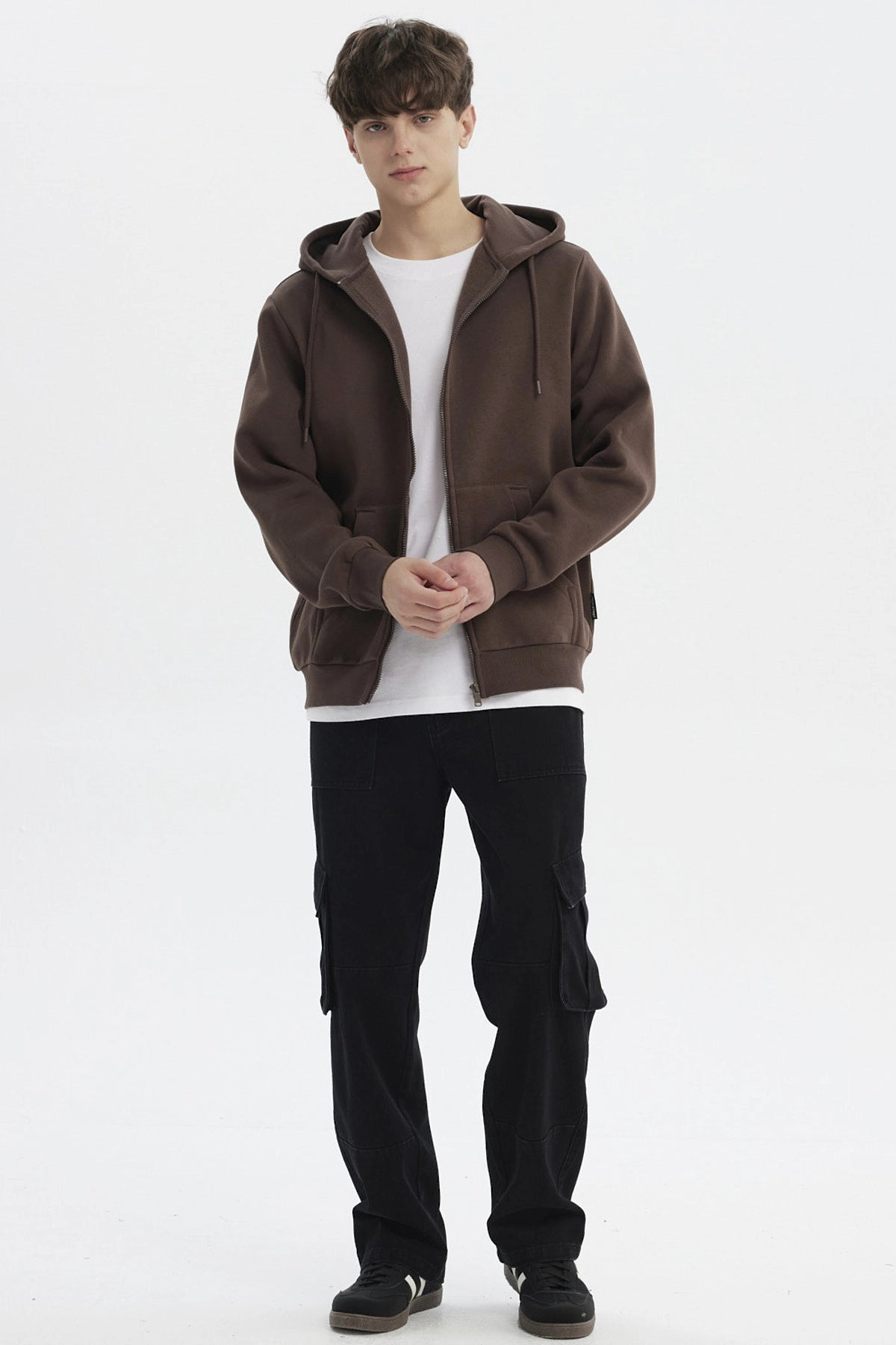 Polerón Hombre Full Zipper Basico Café