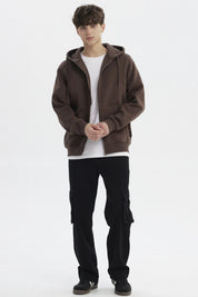 Polerón Hombre Full Zipper Basico Café