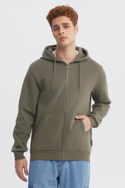 Polerón Hombre Full Zipper Basico Verde Militar