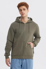 Polerón Hombre Full Zipper Basico Verde Militar