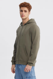 Polerón Hombre Full Zipper Basico Verde Militar