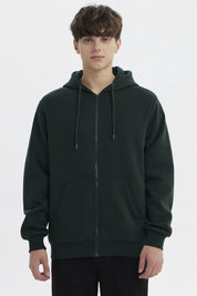 Polerón Hombre Full Zipper Basico Verde Oscuro
