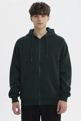 Polerón Hombre Full Zipper Basico Verde Oscuro