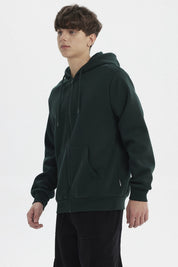 Polerón Hombre Full Zipper Basico Verde Oscuro
