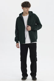 Polerón Hombre Full Zipper Basico Verde Oscuro