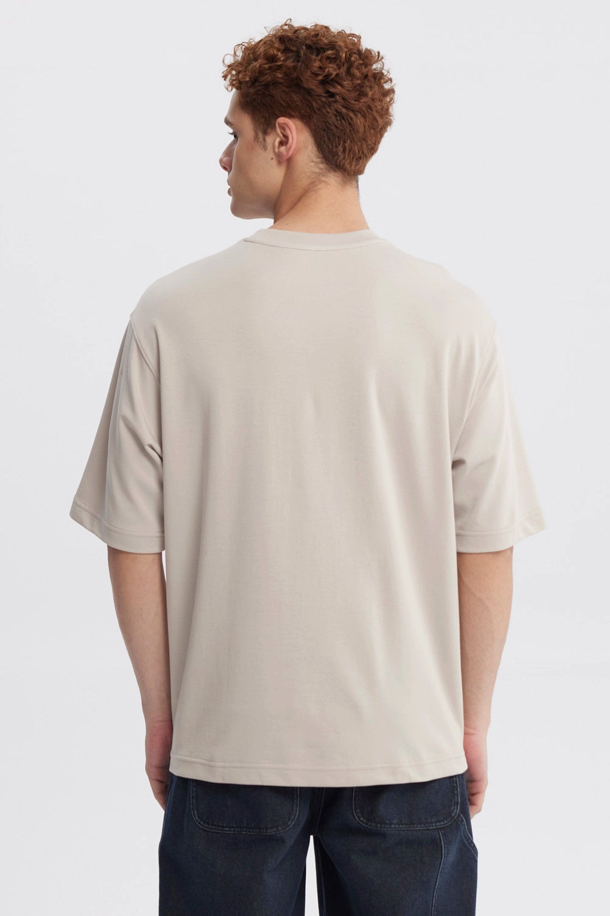 Polera Hombre Overside Fit Beige Oscuro