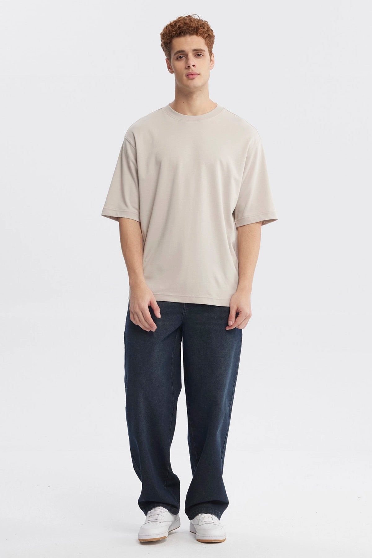 Polera Hombre Overside Fit Beige Oscuro