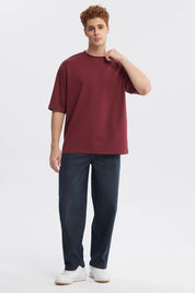 Polera Hombre Overside Fit Burdeo