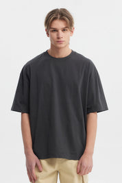 Polera oversize marengo para hombre de algodón lisa sin estampas