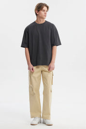 Polera oversize marengo para hombre de algodón lisa sin estampas