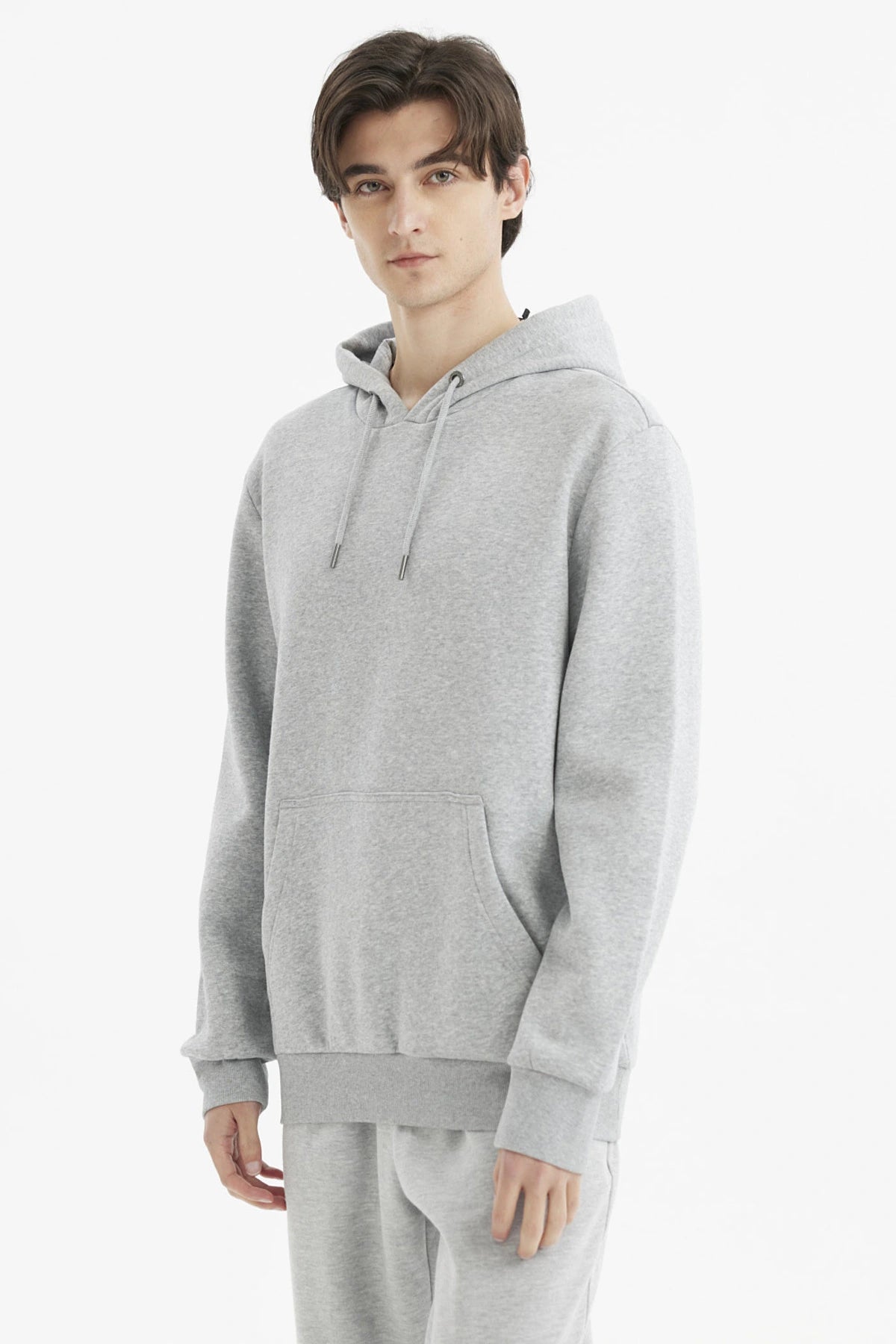 Polerón Hombre Hoodie Básico Gris Melange