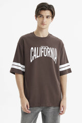 Polera Hombre Oversize Print Chocolate