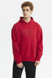 Polerón rojo con capucha para hombre diseño central Retro Authentic letras grandes en el pecho estilo casual y urbano