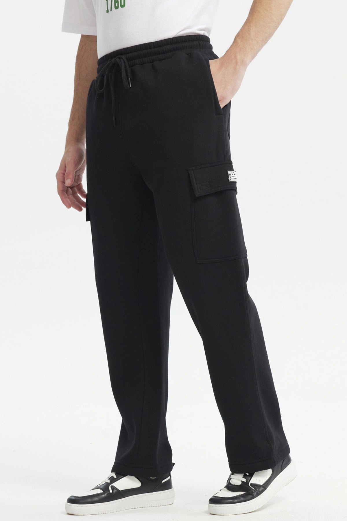 Pantalón Buzo Hombre Cargo Ajustable Negro