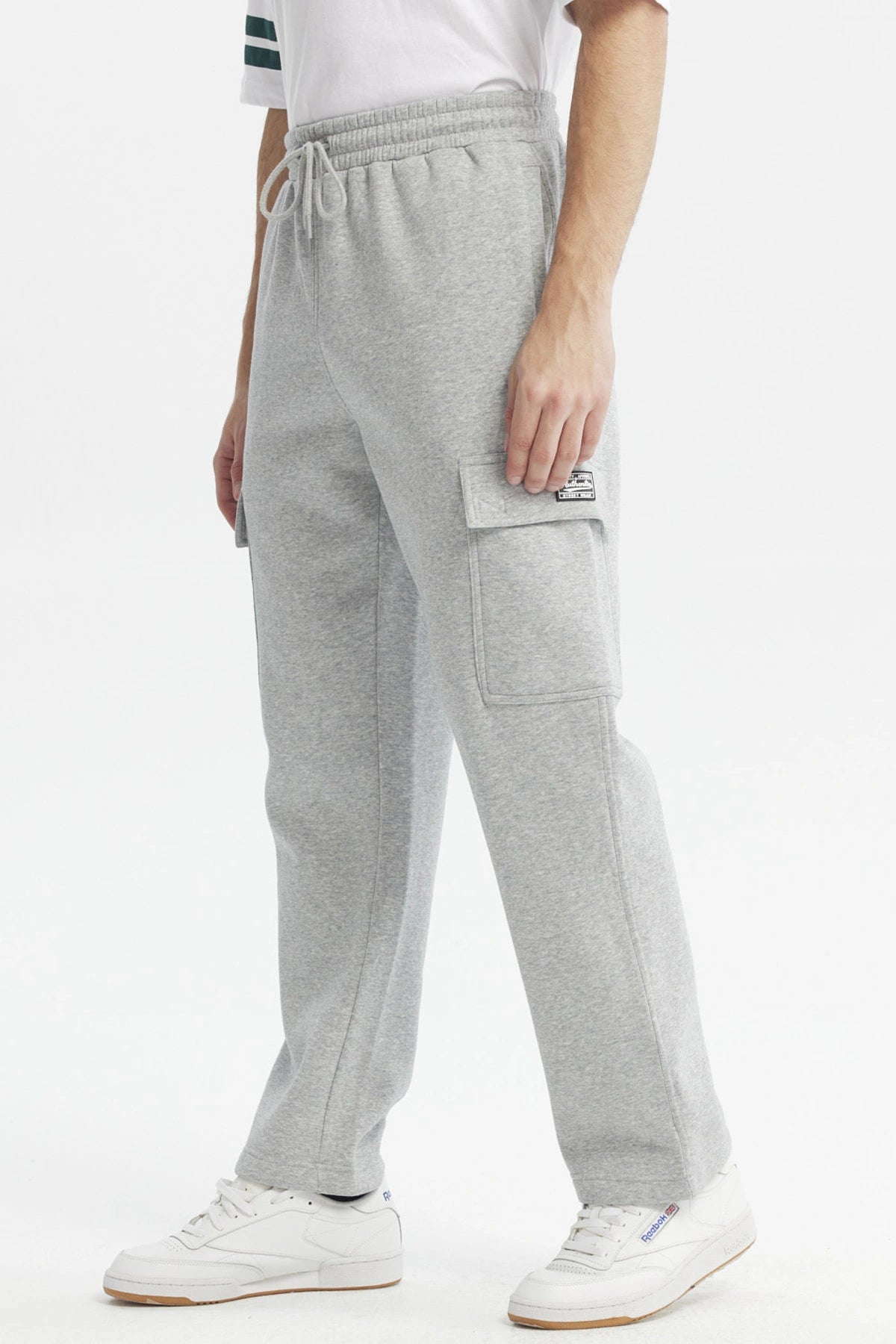 Pantalón Buzo Hombre Cargo Ajustable Gris Melange