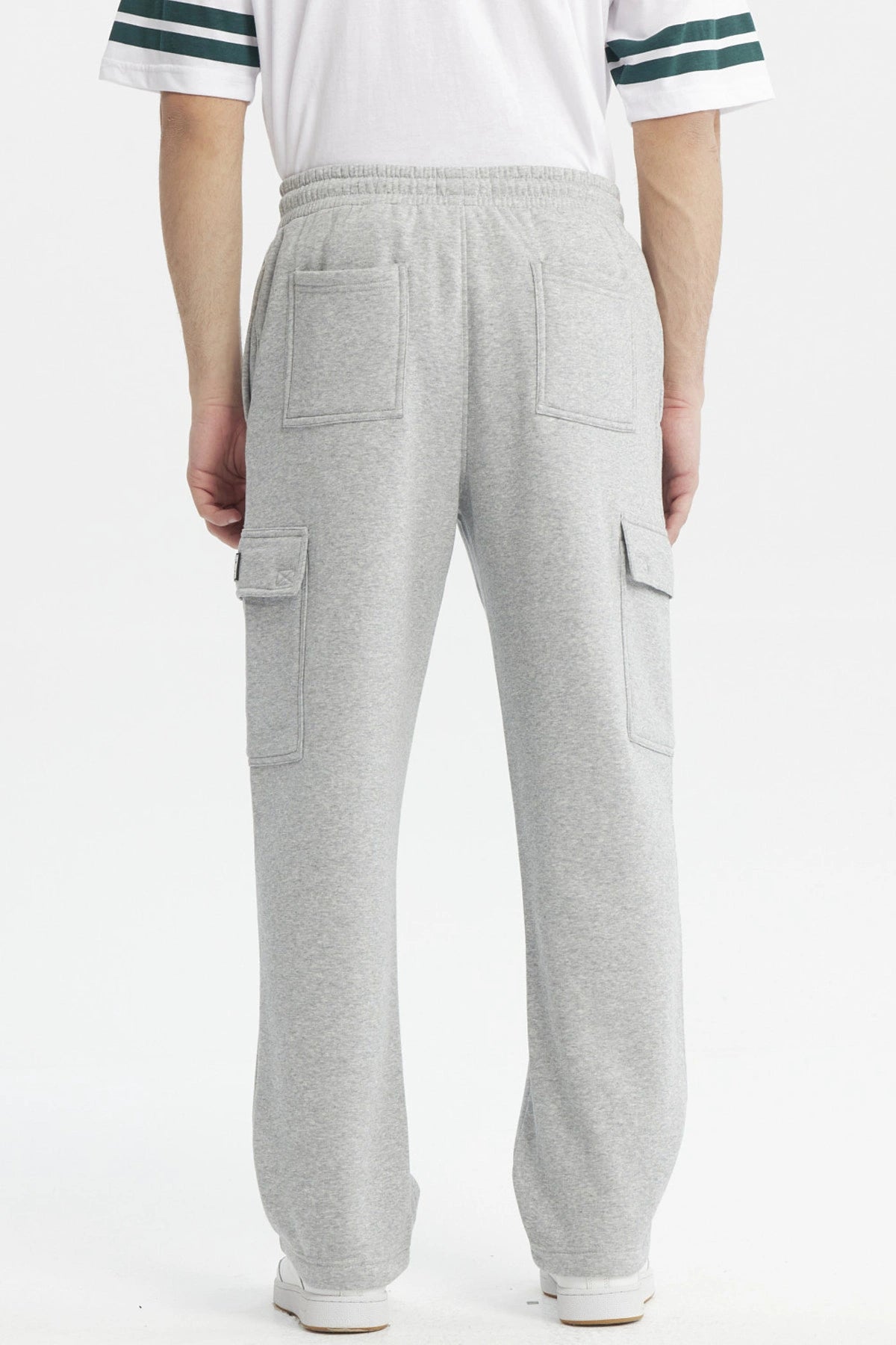 Pantalón Buzo Hombre Cargo Ajustable Gris Melange