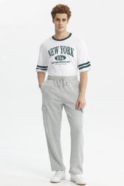 Pantalón Buzo Hombre Cargo Ajustable Gris Melange