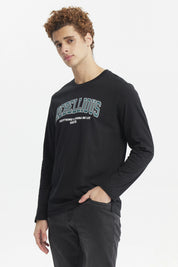 Polera Hombre Larga Con Print Negro