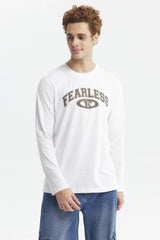 Polera Hombre Larga Con Print Blanco
