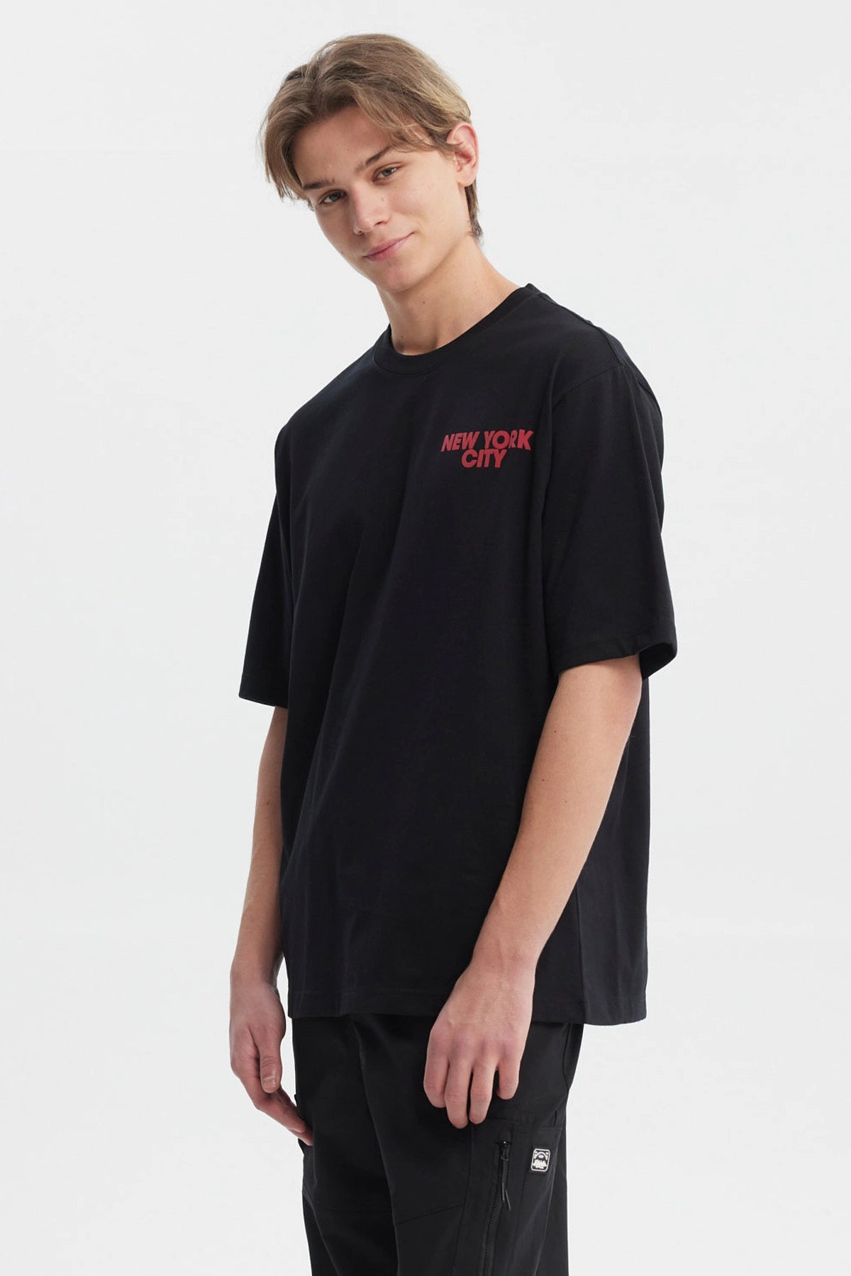 Polera Hombre Oversize Doble Print Negro