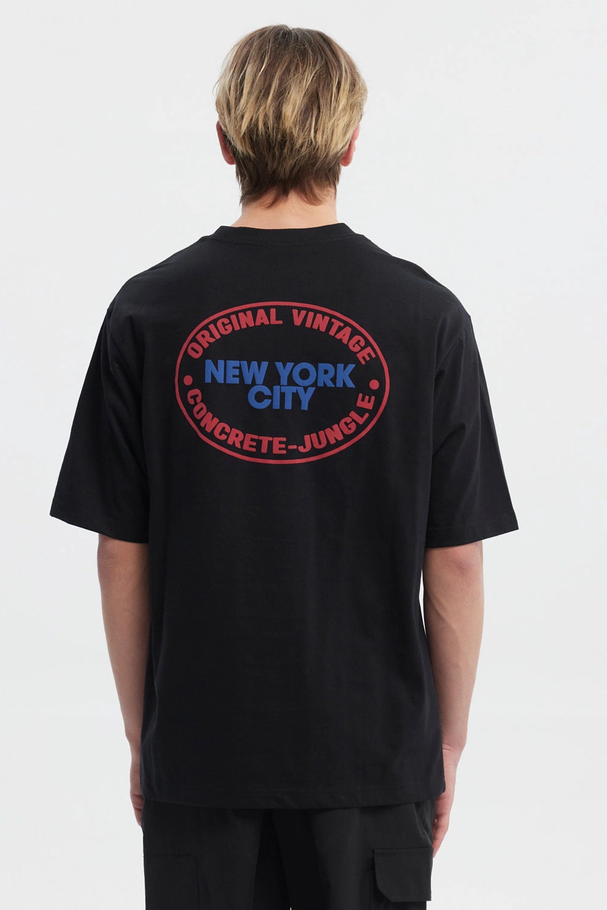 Polera Hombre Oversize Doble Print Negro