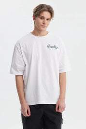 Polera Hombre Oversize Doble Print Blanco