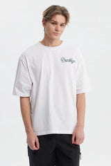 Polera Hombre Oversize Doble Print Blanco